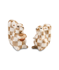 Mackenzie-Child's - Mocha Check Squirrel Salt & Pepper Set