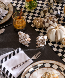 MacKenzie-Childs – Mocha Check Squirrel Salt & Pepper Set - Image 3