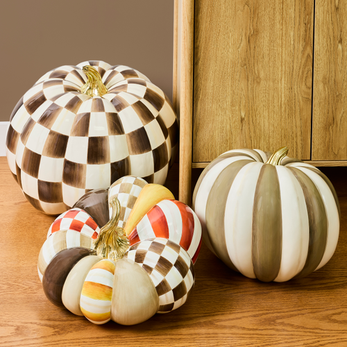 MacKenzie-Childs – Mocha Stripe Extra Large Pumpkin - Image 2