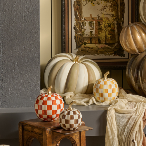 MacKenzie-Childs – Mocha Stripe Extra Large Pumpkin - Image 3
