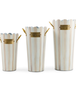 Mackenzie-Child's - Mocha Stripe Flower Buckets, Set Of 3