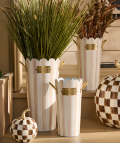 MacKenzie-Childs – Mocha Stripe Flower Buckets, Set Of 3 - Image 3