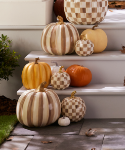 MacKenzie-Childs – Mocha Stripe Medium Pumpkin - Image 2