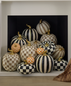 MacKenzie-Childs – Mocha Stripe Medium Pumpkin - Image 3