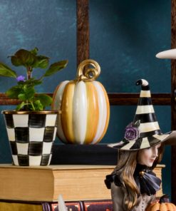 MacKenzie-Childs – Orange Check and Stripe Petite Pumpkins, Set of 2 - Image 3