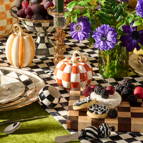 MacKenzie-Childs – Paprika Check and Stripe Petite Pumpkins, Set of 2 - Image 3