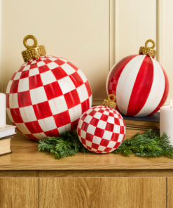 MacKenzie-Childs – Red Stripe Medium Tabletop Ornament - Image 2