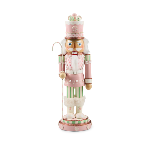 MacKenzie-Childs – Rosy Peppermint Wood Nutcracker