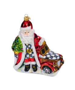 Mackenzie-Childs - Santa With Truck Glass Ornament