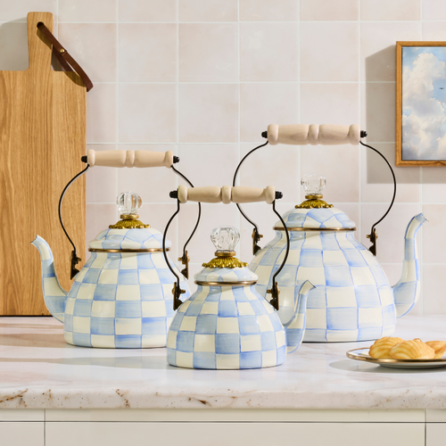 MacKenzie-Childs – Sky Check 1 Quart Tea Kettle - Image 3