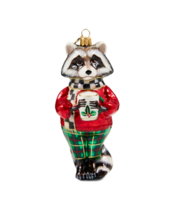 Mackenzie-Childs - Tartan Raccoon Glass Ornament