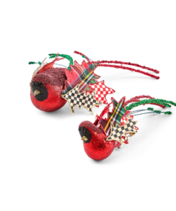 Mackenzie-Childs - Timeless Tartan Bird Clips, Set Of 2