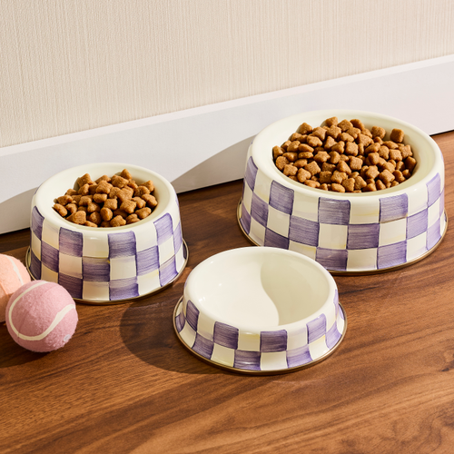 MacKenzie-Childs – Violet Check Large Pet Dish - Image 2