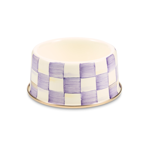 MacKenzie-Childs – Violet Check Medium Pet Dish