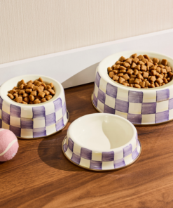 MacKenzie-Childs – Violet Check Medium Pet Dish - Image 2