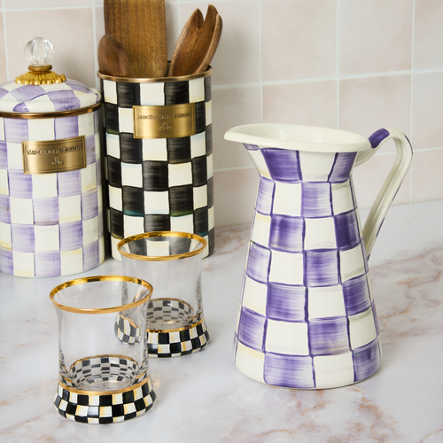 MacKenzie-Childs – Violet Check Medium Practical Pitcher - Image 2